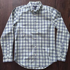 GAP Men's Green and Blue Plaid Shirt